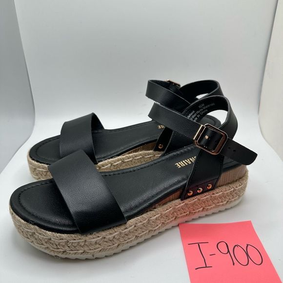 CUSHIONAIRE Women's Espadrille Platform Wedge Sandal 6.5 BLACK - Picture 3 of 7